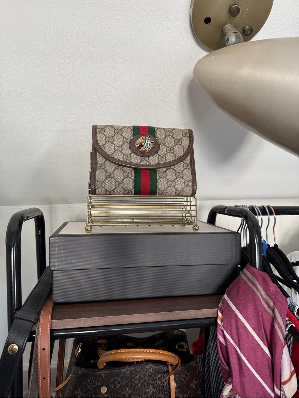 Gucci Beige GG Supreme Canvas Wallet with Red & Green Web Stripe